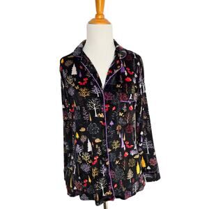 Secret Treasures Women Whimsical Woodland Creature Pajama Top Fox Velour Small